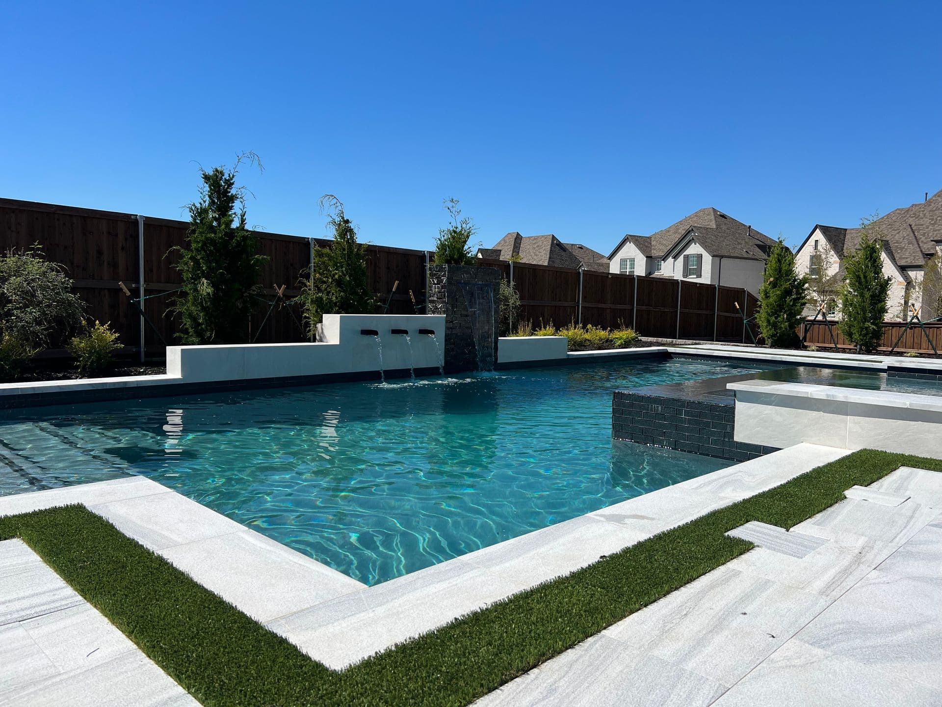 Artificial Turf detail — Pool deck bordered with artificial turf