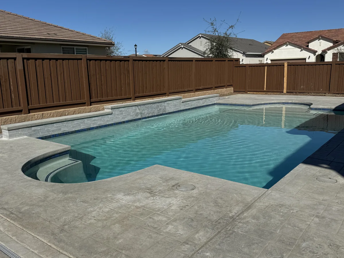 Pool Construction detail β Geometric pool baja shelf steps by Pinnacle Pools and Landscape, Sacramento CA