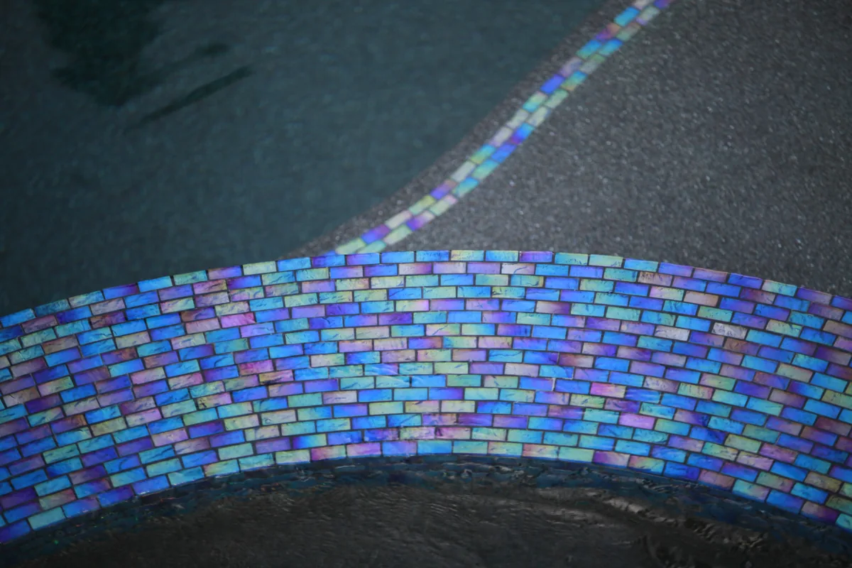 Pool mosaic tile waterline detail by Pinnacle Pools and Landscape, Sacramento CA